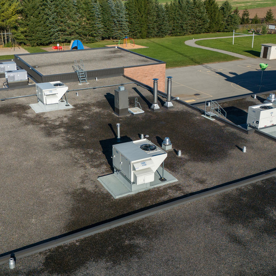 Mechanical upgrades are pictured on the roof of Eramosa PS.