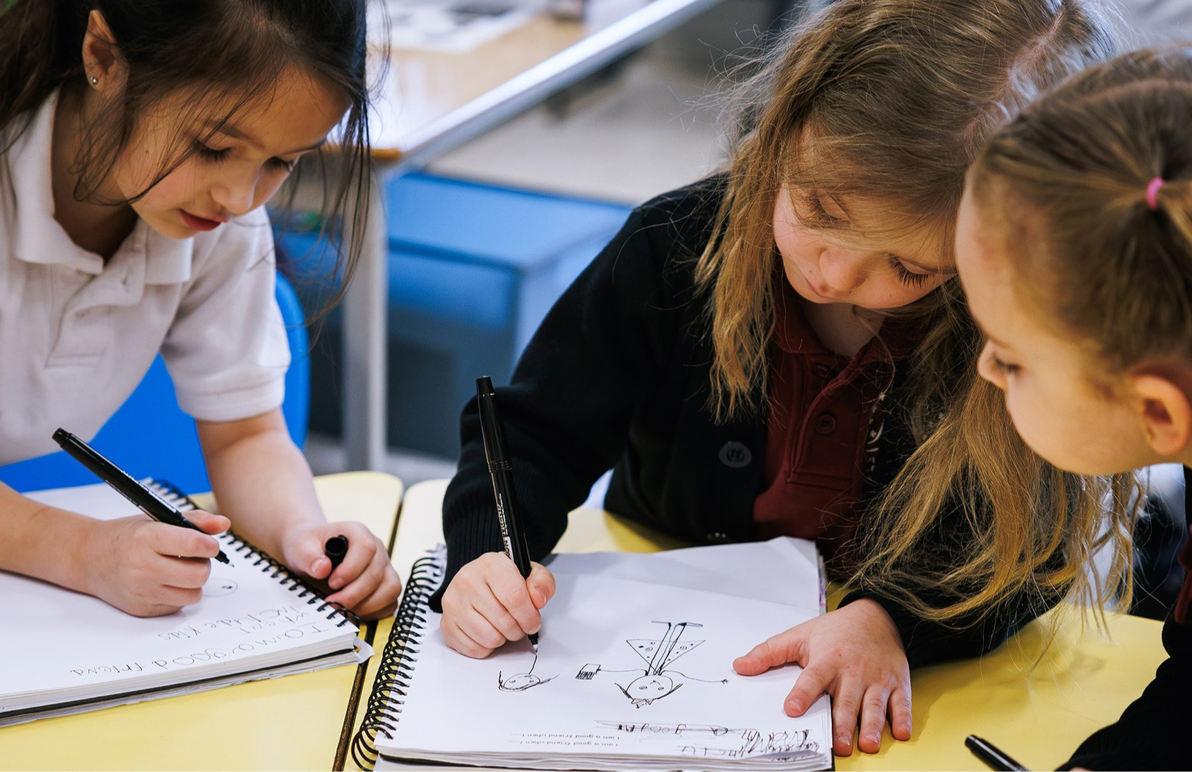 children working at table