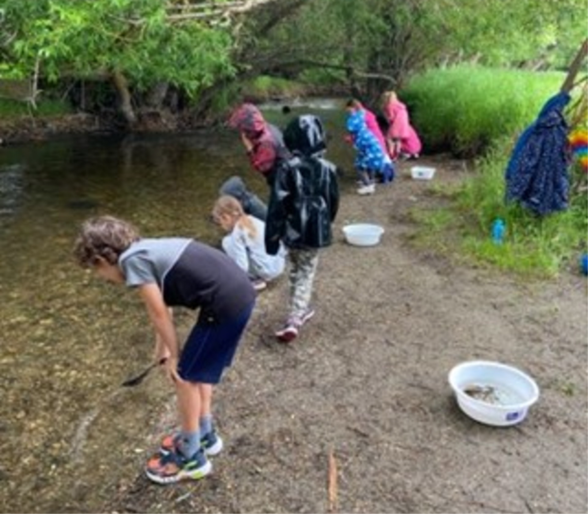 children at river