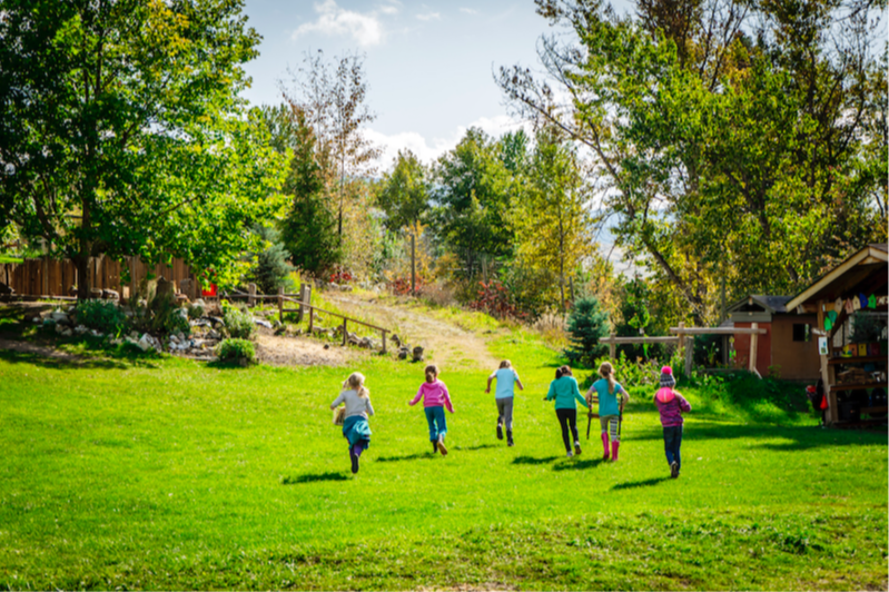 Students running in the Outdoor Academy