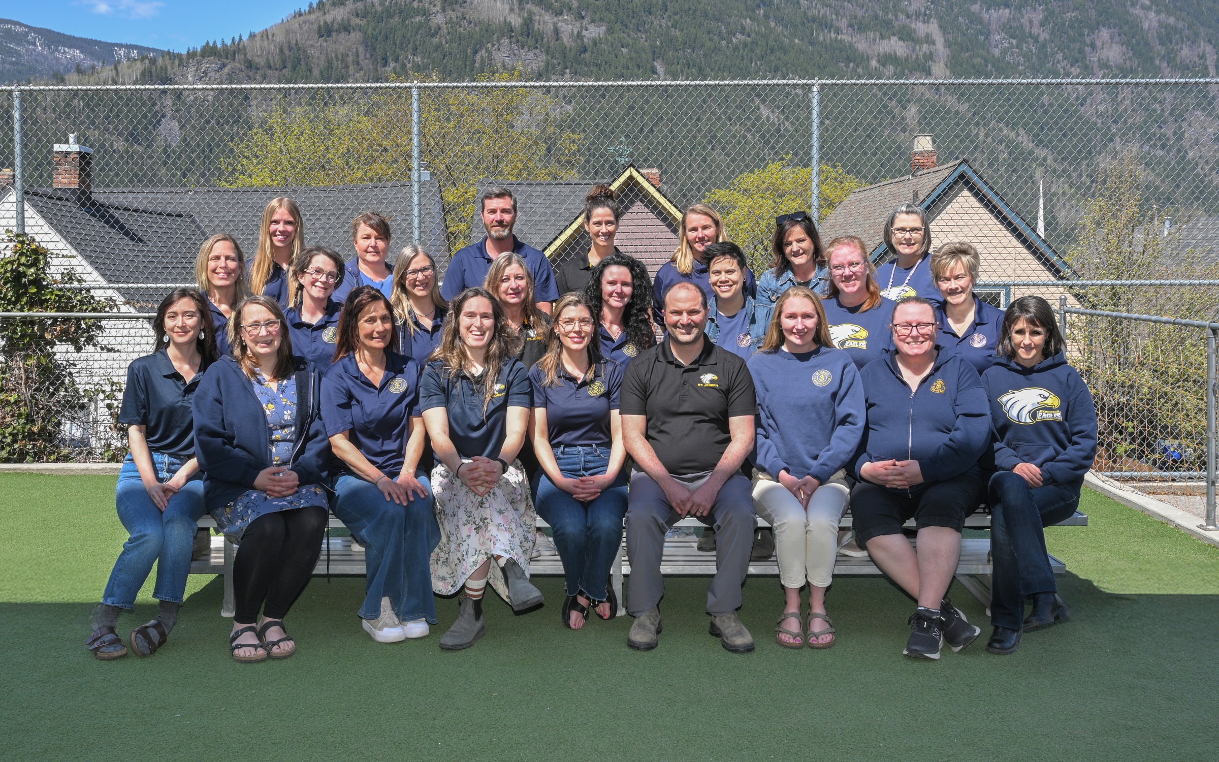 Staff members on the playground