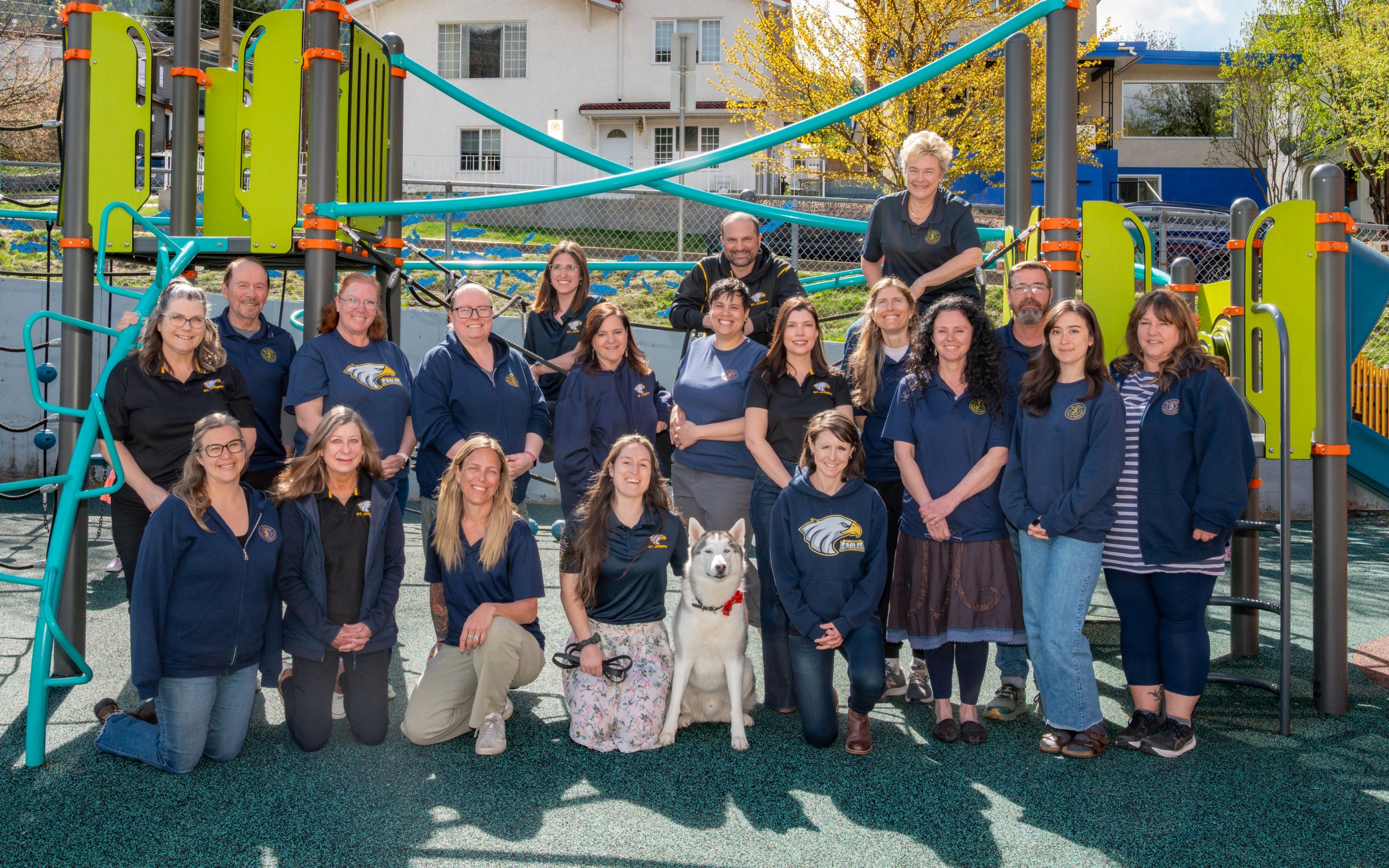 Staff members on the playground