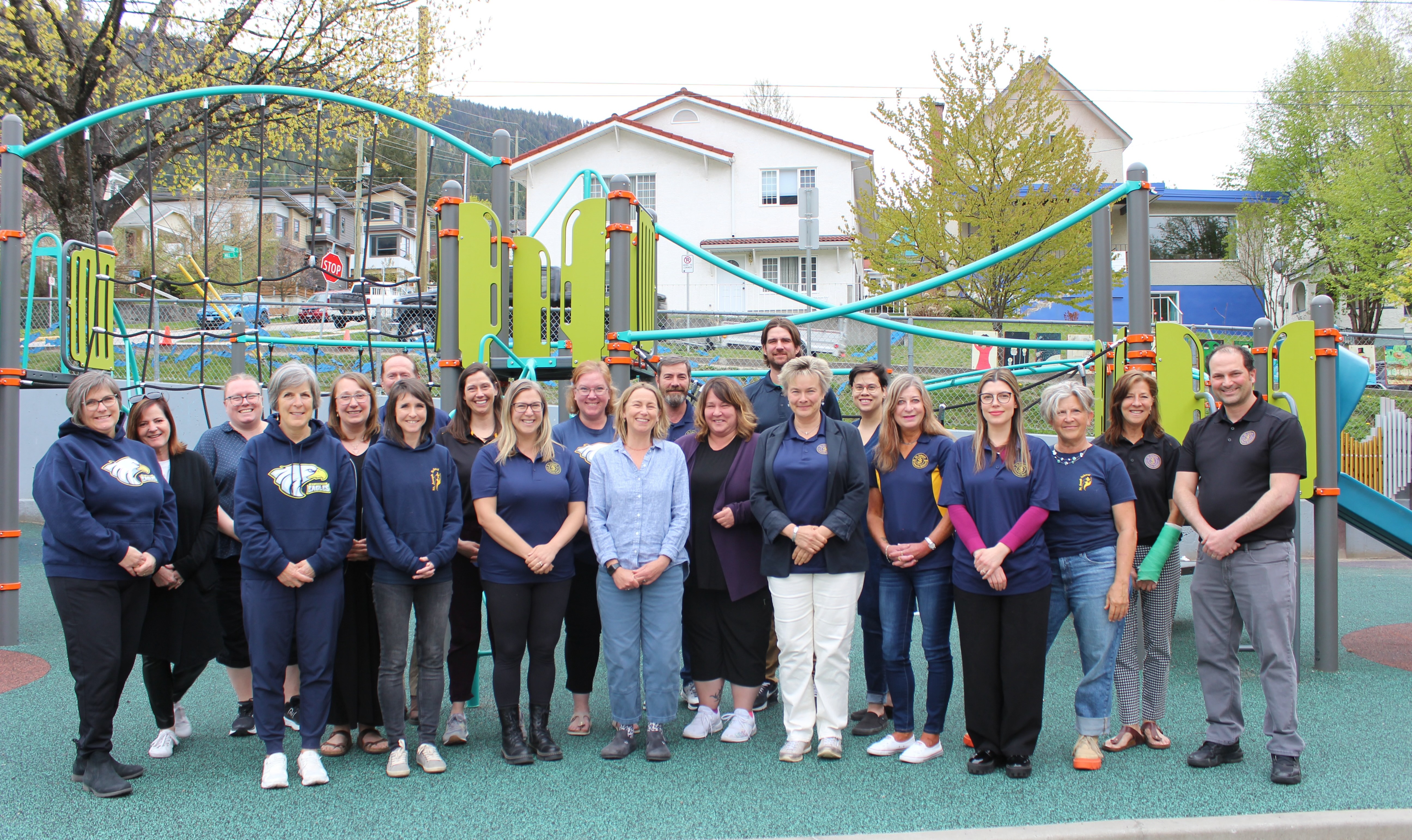 Staff members on the playground