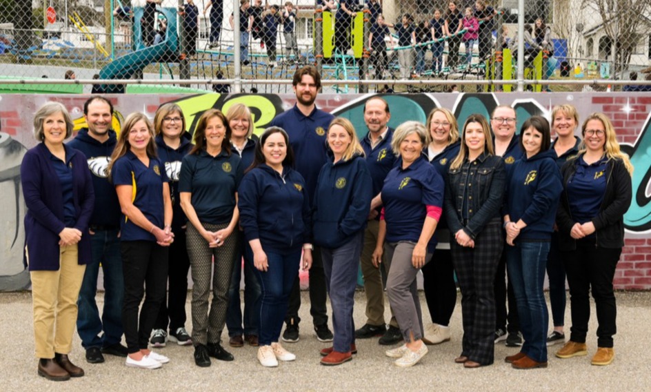 Staff members on the playground