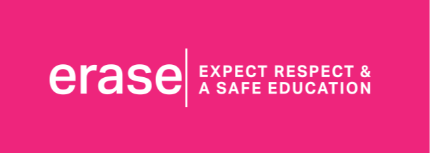 banner that says: Erase, expect respect and a safe education. You're not alone, everyone needs to ask for help sometimes