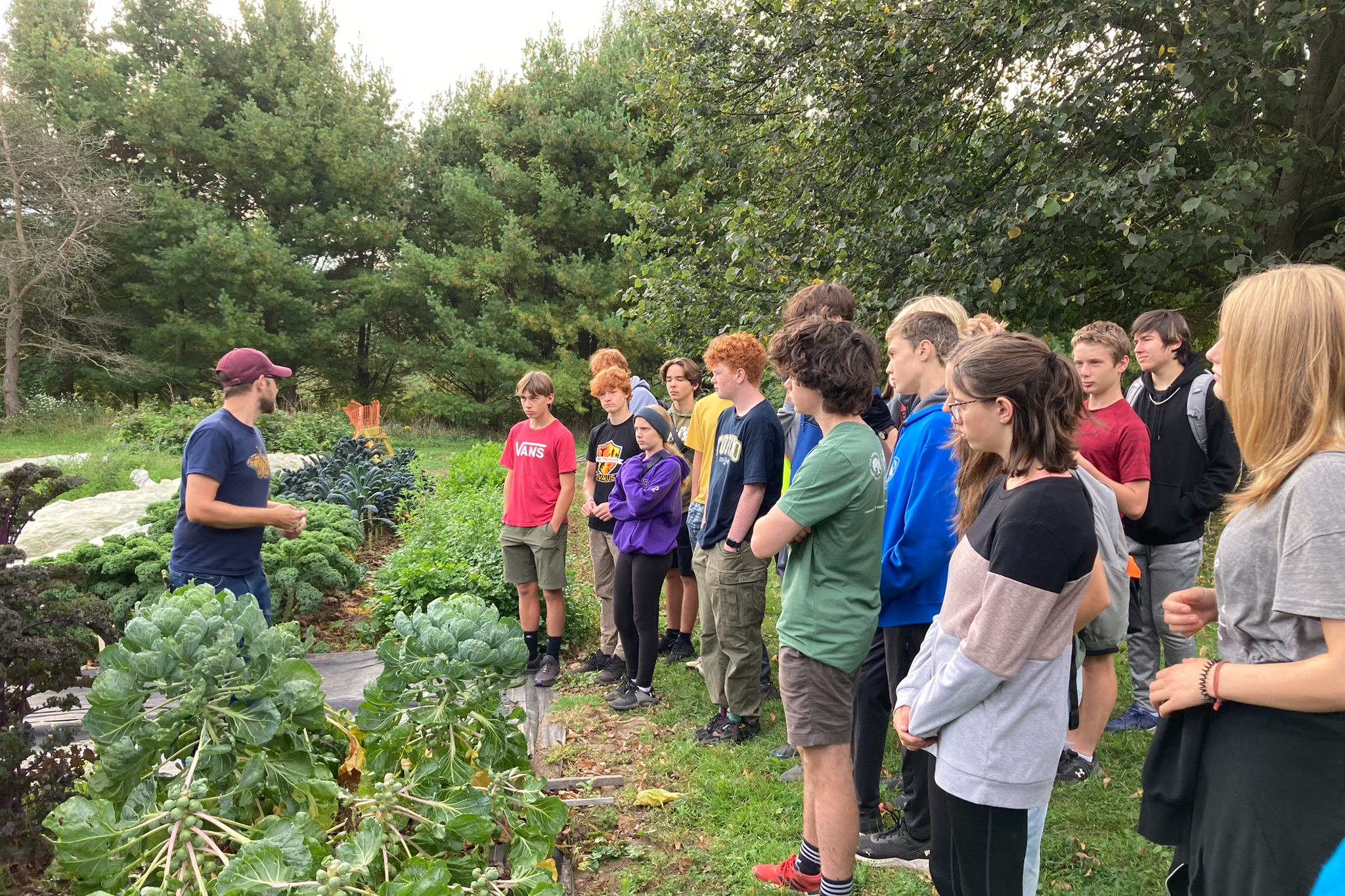 students at a farm