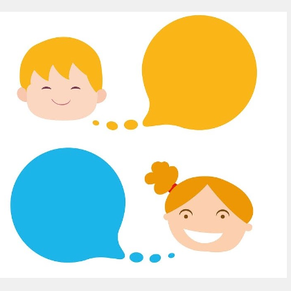 kids with conversation bubbles illustration