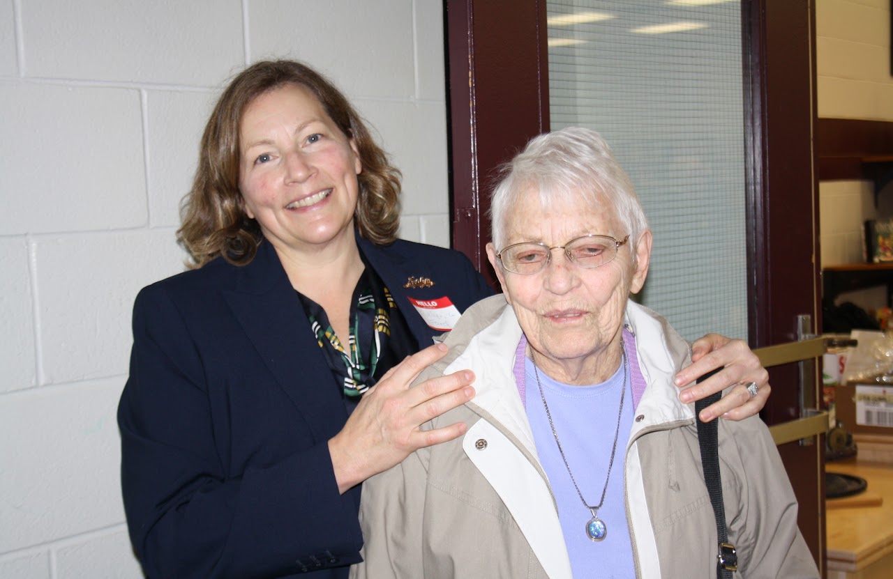 grandmother and mother smiling