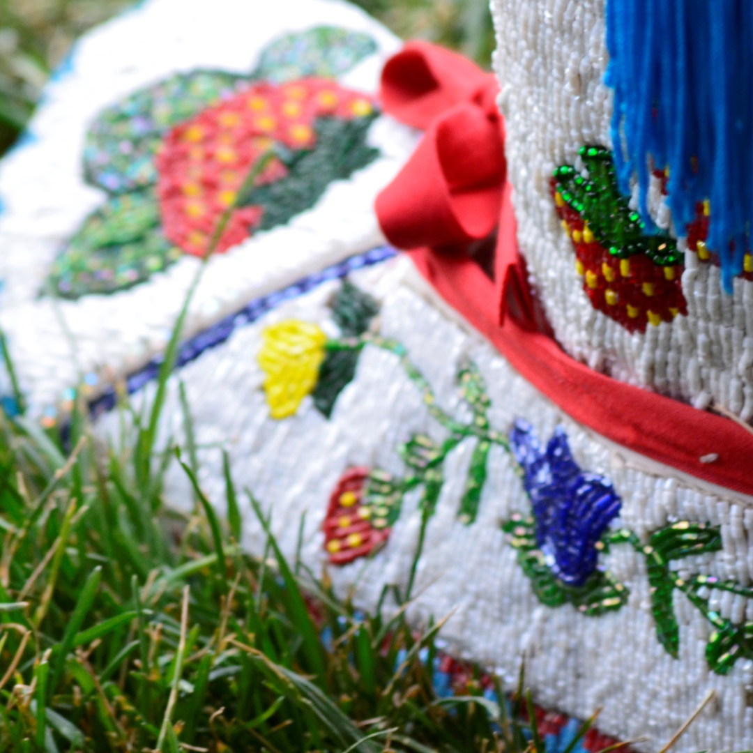 Indigenous beadwork on a boot