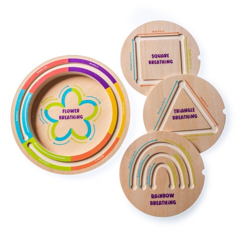 4 circles with ridges for fingers to trace