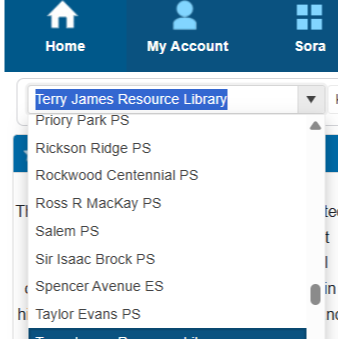 Screenshot of the site menu in Insignia with Terry James Resource Library selected
