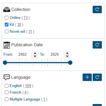 Screenshot of Insignia menu for limiting by Collection Type