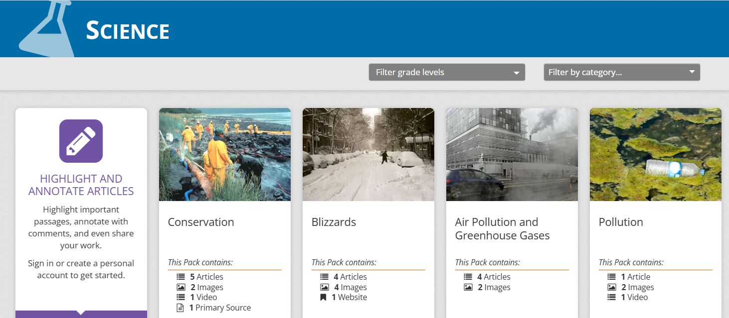 Screenshot of Science LaunchPacks