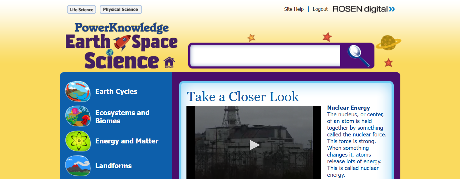 Screenshot of the PowerKnowledge homepage