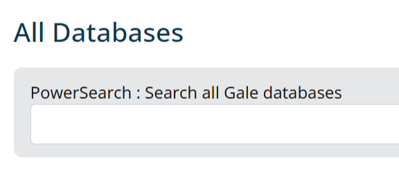 Screenshot of Gale PowerSearch bar