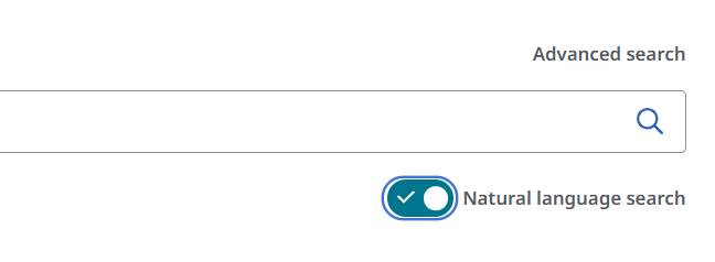 Screenshot of EBSCO natural language search function
