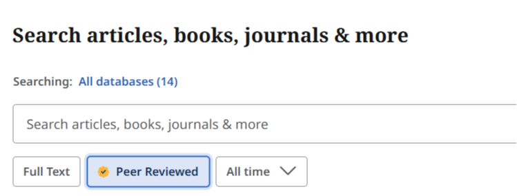 Screenshot of Peer Reviewed filter in EBSCO