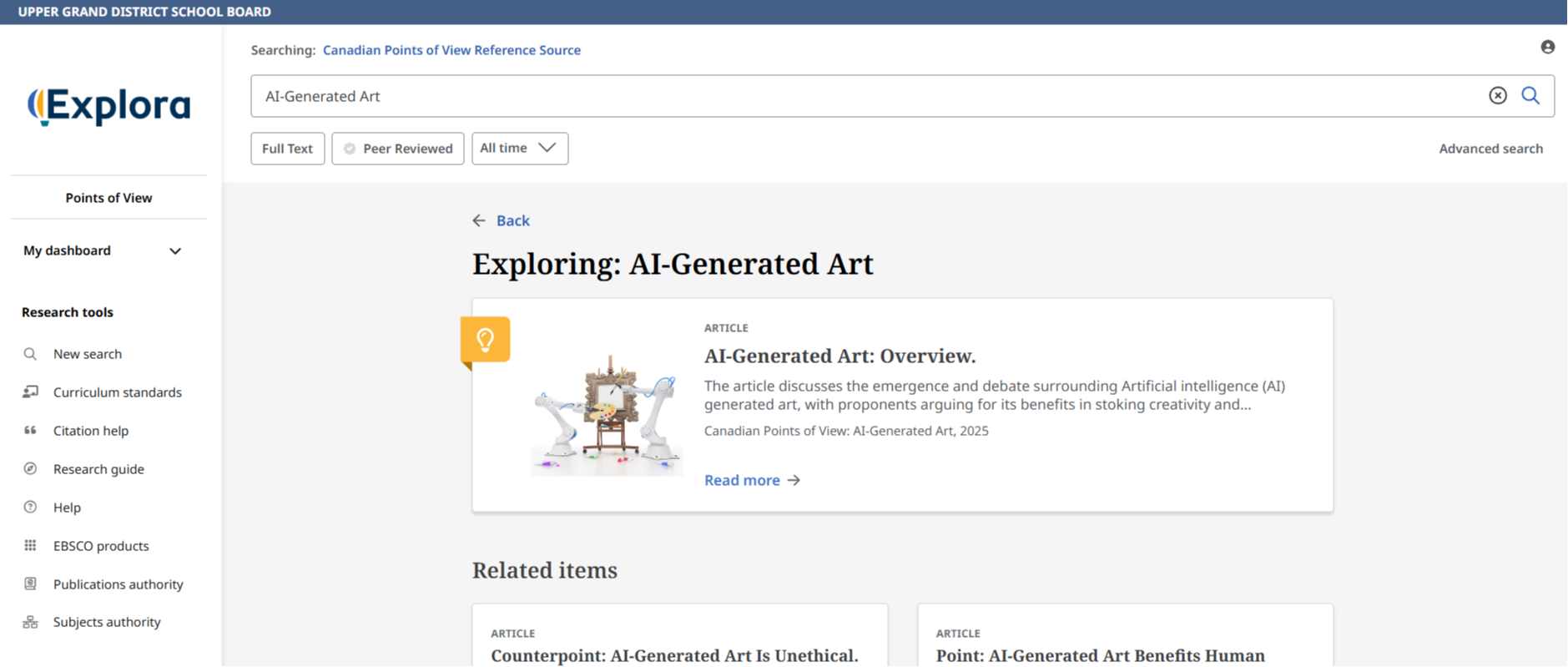 Screenshot of Canadian Points of View topic page