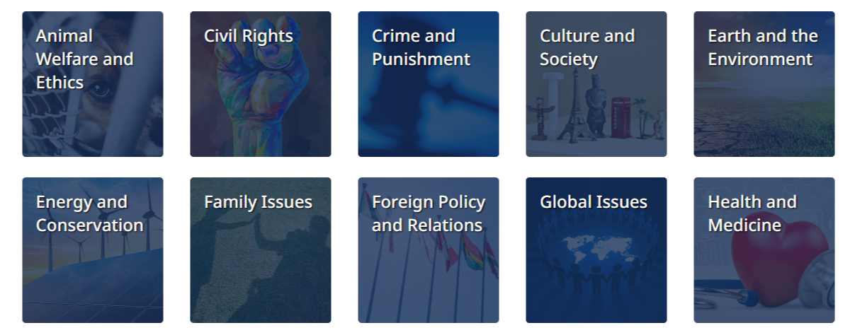 Screenshot of Canadian Points of View topics