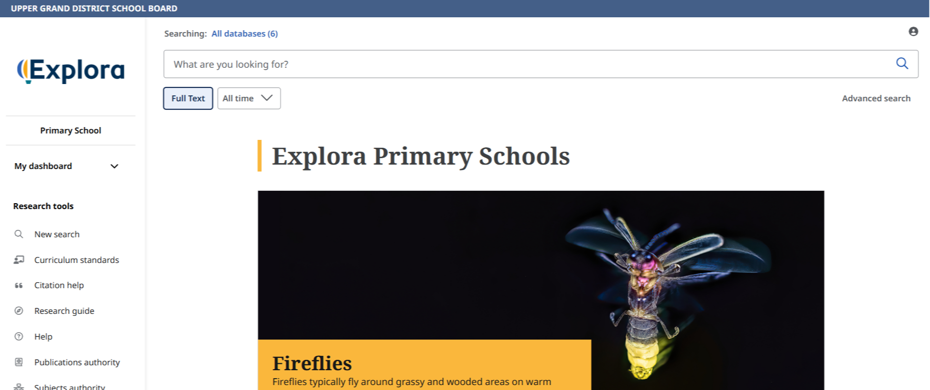Screenshot of the Explora homepage