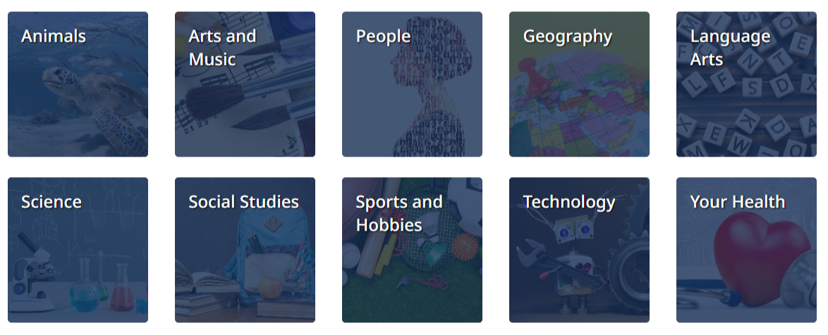Screenshot of Explora topics