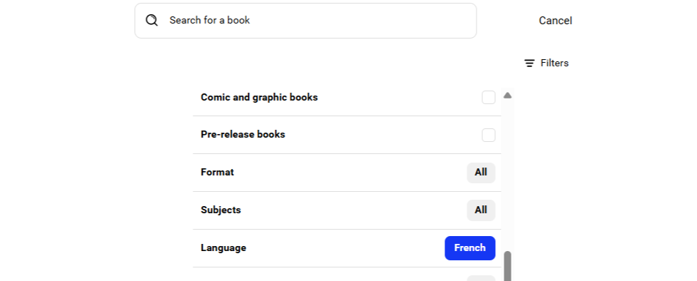 Screenshot of Sora Language filter