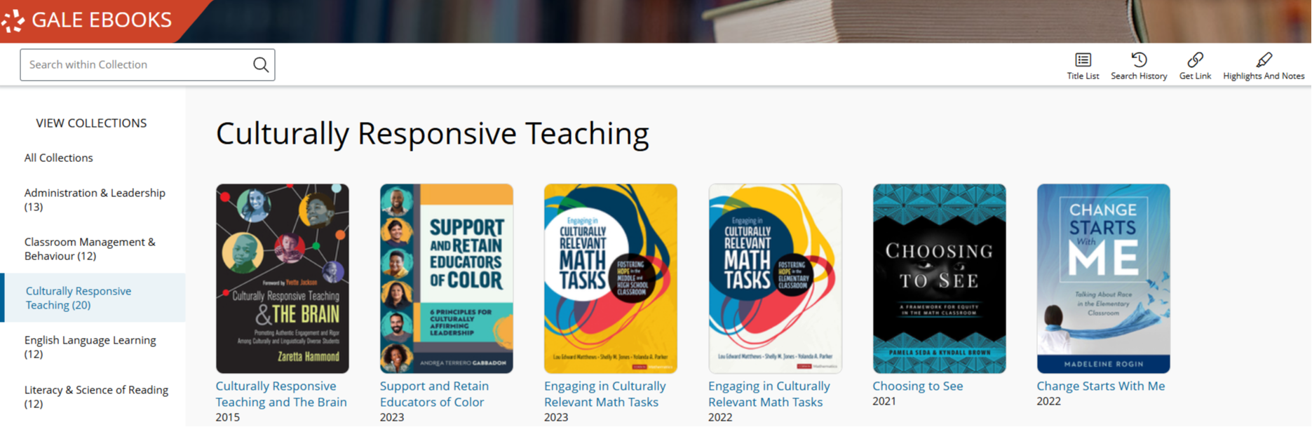 Screenshot of Professional Learning eLibrary platform