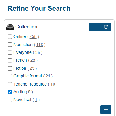 Screenshot of Insignia search page showing options for refining results by Collection
